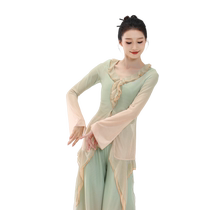 Fubo classical dance clothing practice clothing top womens long gauze Chinese style performance clothing gradient elegant cardigan