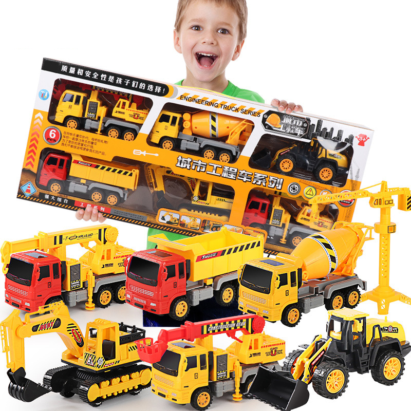Construction vehicle toy set excavator crane mixer car boy toy car excavator children's gift package