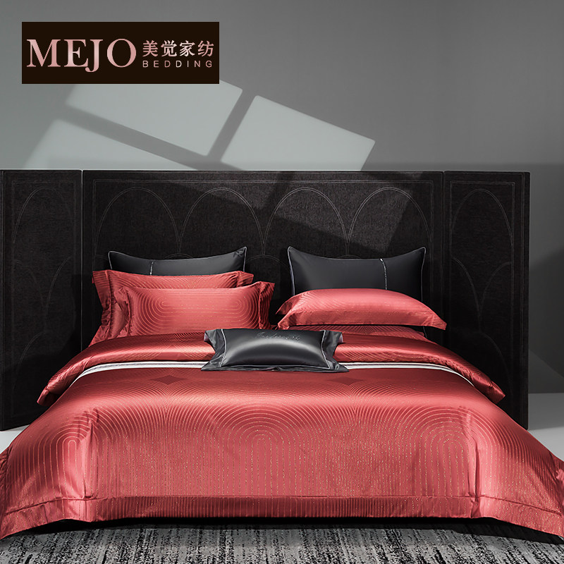 High-end 120-count long-staple cotton four-piece set cotton jacquard quilt cover bed sheet light luxury high-end bedding