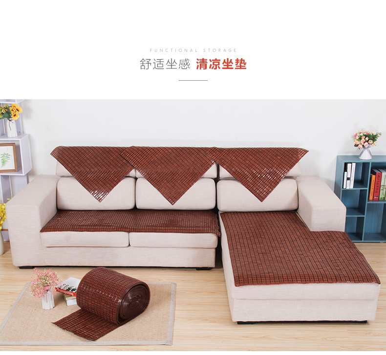 Mùa hè Mahjong mat sofa đệm mùa hè băng lụa tre mat Châu Âu mát mat non-slip vải đệm đệm thoáng khí