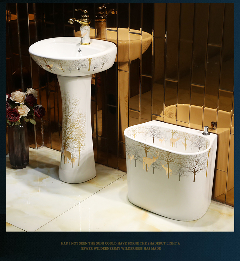 Vertical column column type lavatory Jane European ceramic lavabo toilet basin basin, wash gargle the console