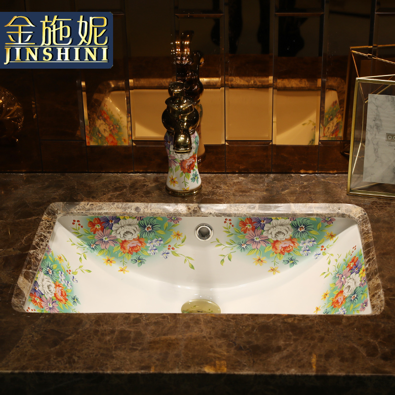 Gold cellnique undercounter lavabo embedded square lavatory basin bathroom basin the ellipse ceramic household