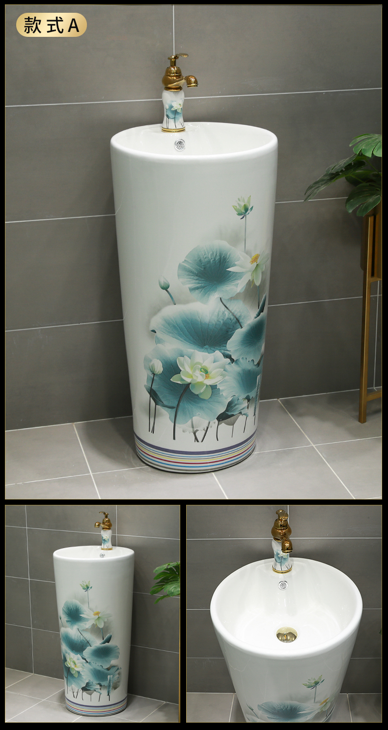 Pillar basin ceramic household lavabo hotel bathroom floor type lavatory basin of the balcony to the pool that wash a face