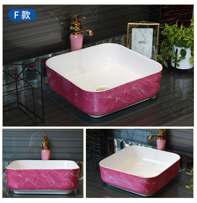 Basin of northern Europe on rectangular lavabo household the pool that wash a face wash Basin pink marble balcony art ceramics