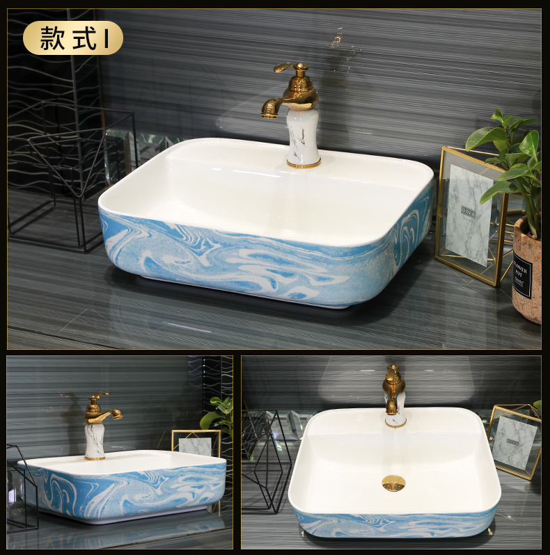 Gold cellnique marble contracted art ceramic stage basin household lavabo legend sink basin