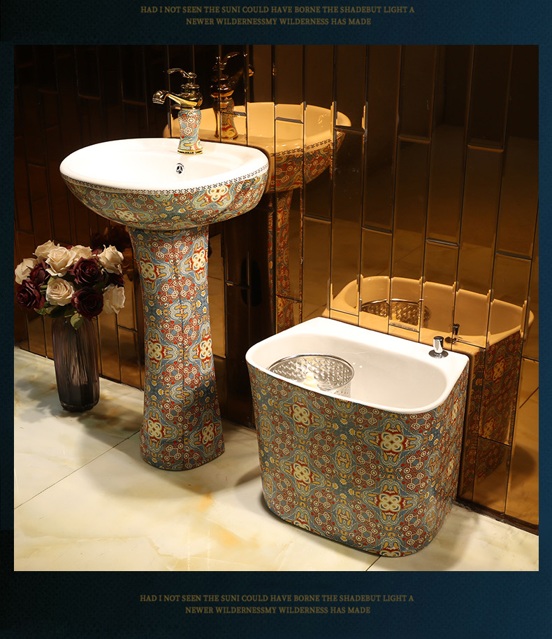 Ceramic lavabo European pillar basin one floor balcony art restores ancient ways household bathroom sink