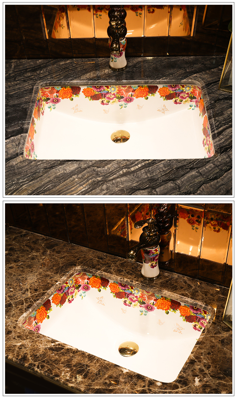 Undercounter fashion European ceramic POTS rectangle embedded the sink basin bathroom sinks the basin that wash a face