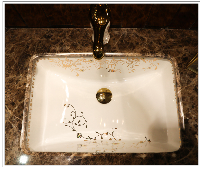 Gold cellnique ceramics undercounter rectangle embedded basin bathroom ark, under the basin that wash a toilet lavabo in use