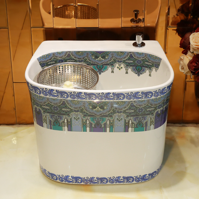 Ceramic wash mop pool blue mop pool mop basin drag palmer mop pool household bathroom floor balcony pool