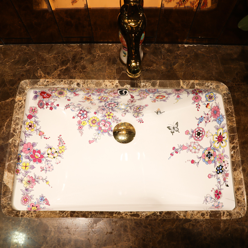 Undercounter square lavatory embedded household ceramic toilet lavabo size single basin of the basin that wash a face