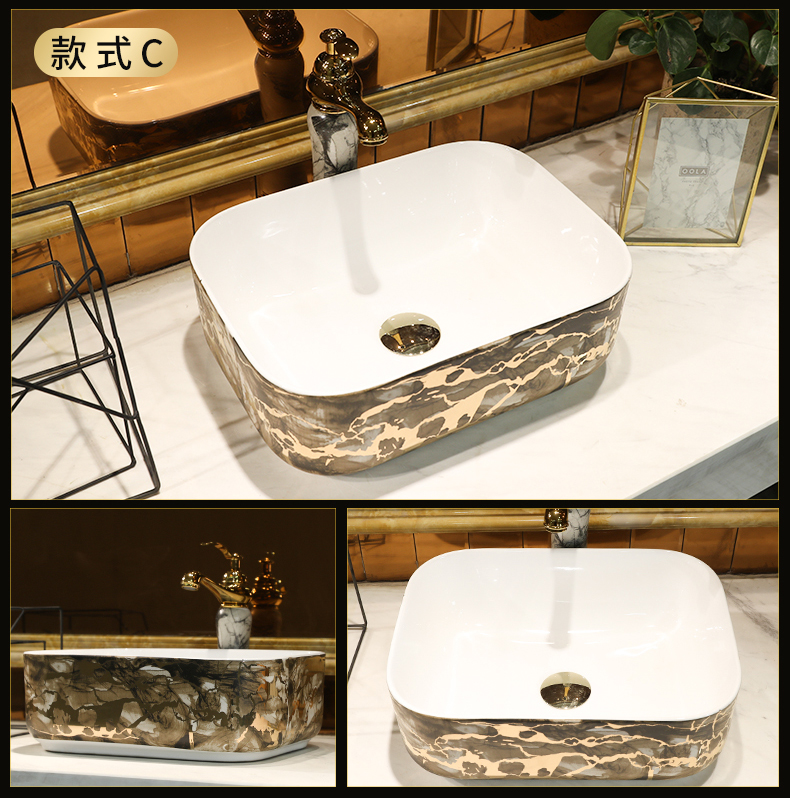 Contracted on the marble ceramic POTS rectangular small household washing basin bathroom art balcony