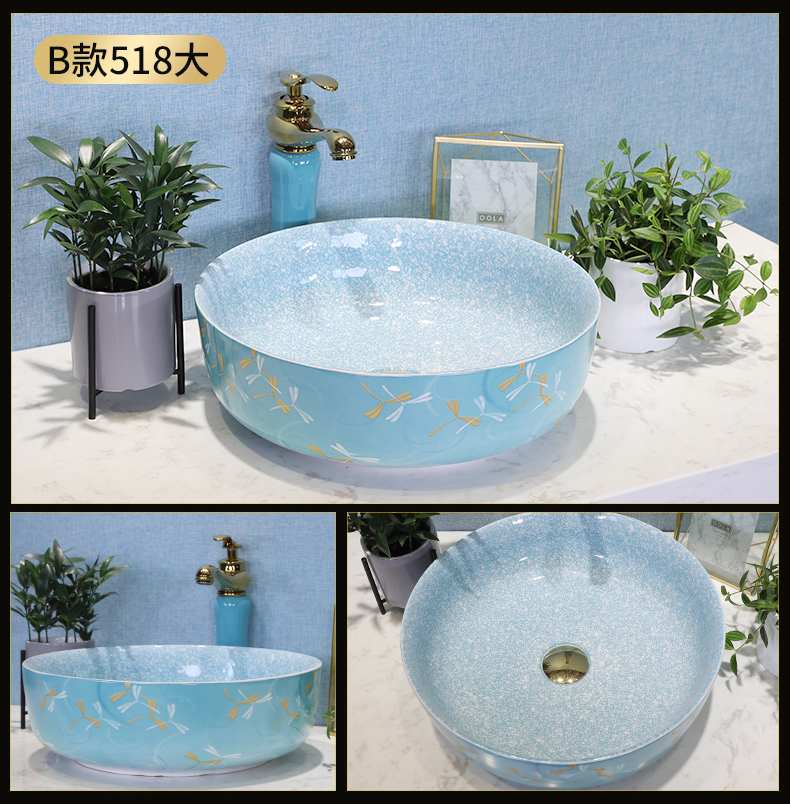 The stage basin on The balcony sink round ceramic lavatory small toilet basin basin basin home u.s