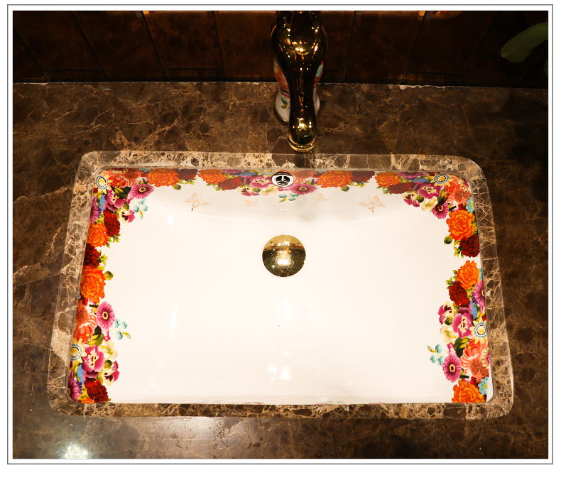 Undercounter fashion European ceramic POTS rectangle embedded the sink basin bathroom sinks the basin that wash a face
