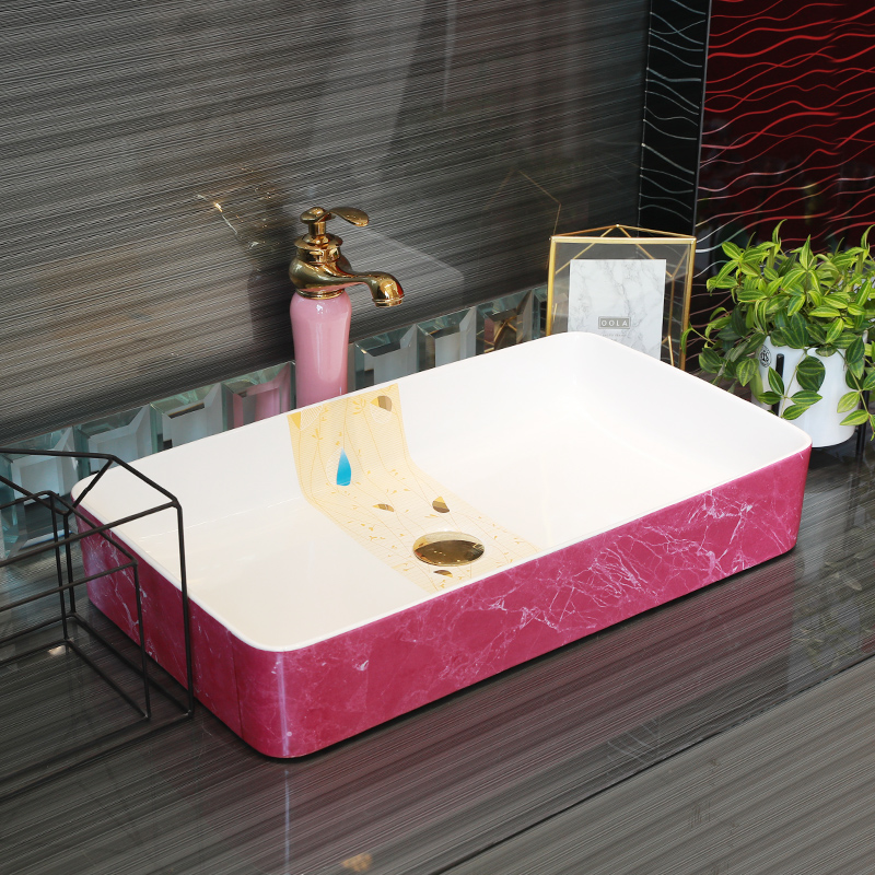 Basin of northern Europe on rectangular lavabo household the pool that wash a face wash Basin pink marble balcony art ceramics