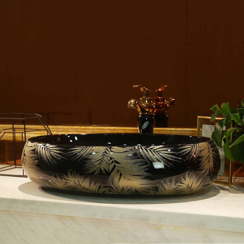 Basin of Chinese style restoring ancient ways on rectangular Basin household washing Basin art pool ceramic lavabo balcony