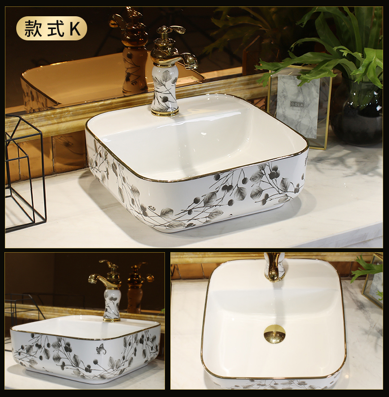 Jingdezhen stage basin sink single basin ceramic art basin basin household lavatory balcony for wash basin