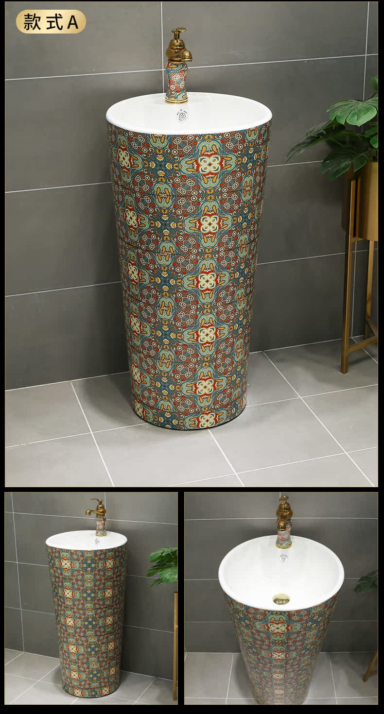 European ceramic column basin vertical integrated art pillar lavabo floor toilet lavatory sink