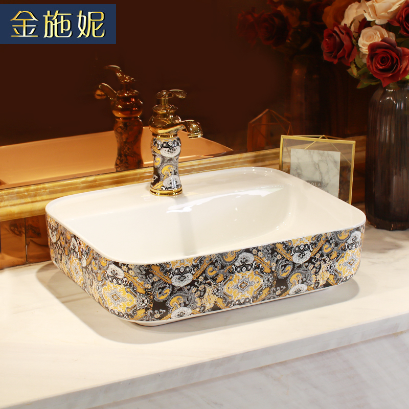 Lavatory basin single sink household small size ceramic wash basin dressing room Nordic style art basin square