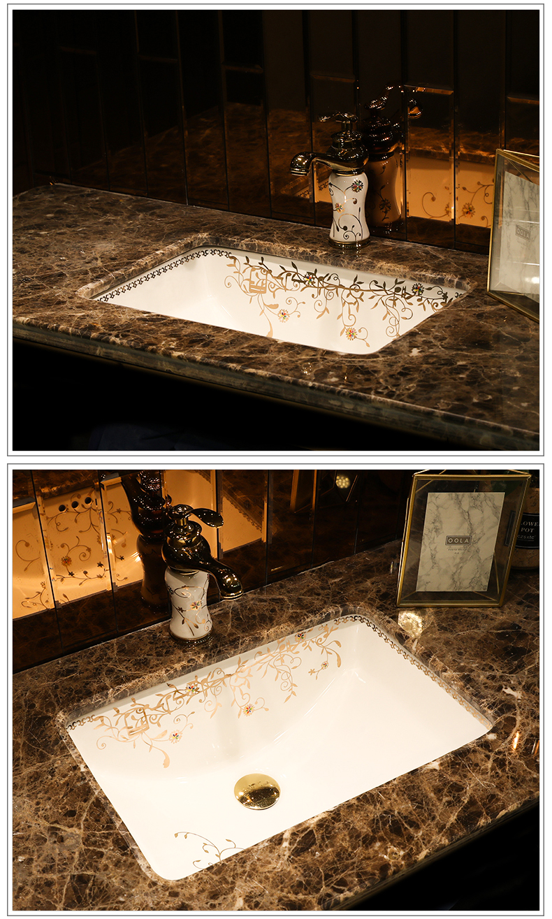 Gold cellnique ceramics undercounter rectangle embedded basin bathroom ark, under the basin that wash a toilet lavabo in use