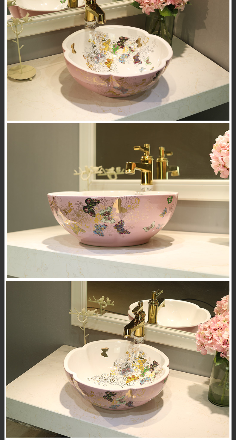 Gold cellnique jingdezhen ceramic bowl lavatory toilet lavabo art basin recent on stage