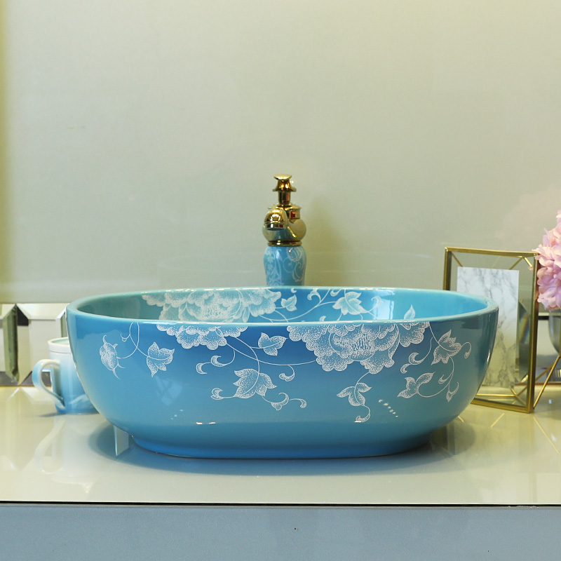Stage basin to jingdezhen European - style lavabo household creative ceramic art contracted basin basin sinks