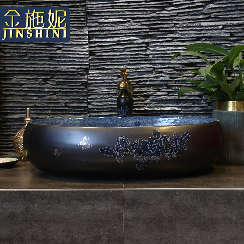 The Fashion of ceramic wash a face to the stage basin oval household washing basin bathroom balcony rectangular art basin