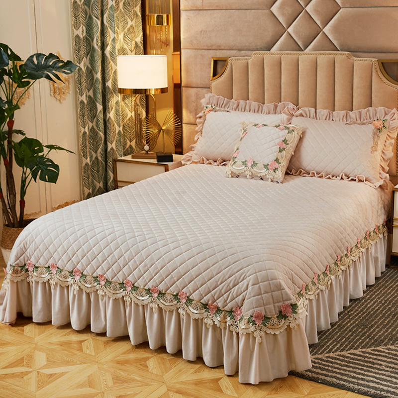 Thickened Baby Suede Bed Linen Jacket Cotton Bed Cover Single Crystal Suede Tatami Bed with single bed Skirt Milk Suede Three-Four Pieces