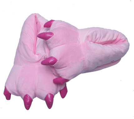 个性卡通连体睡衣搭配恐龙奶牛爪子鞋包跟超柔保暖居家室内棉拖鞋