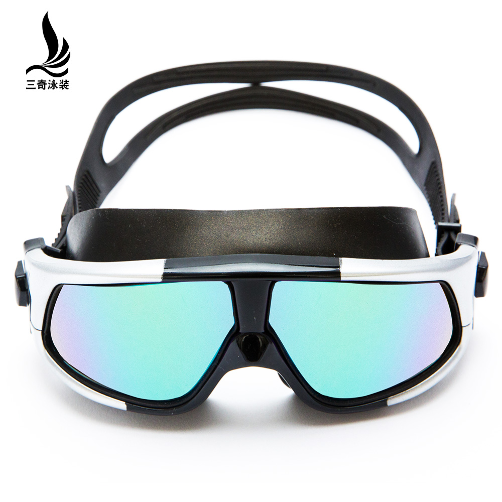Three chic swimming goggles men's swimming glasses flat light high definition anti-fog large frame waterproof adult sports diving gear