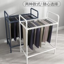 Multi-layer folding pants storage rack floor movable seamless pants rack wardrobe household hanging drying clothes rack artifact
