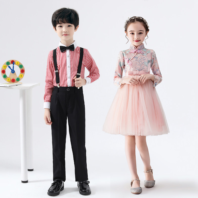 New Year's Day children play dress girl dance fluffy dress Chinese Wind Primary School Chorus Poetry Recitation Performance Clothing-Taobao