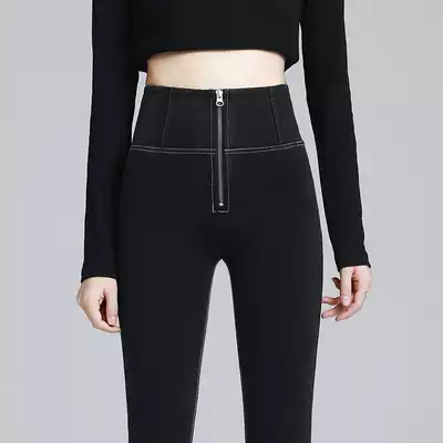 High waist stretch Peach Hip jeans women's autumn new hip pants slim tight bag hip pipe pants