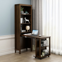 Song Epic Corner Telescopic Folding Desk Bookshelf Integrated Modern Minima Household Solid Wood Writing Desk Bookcase
