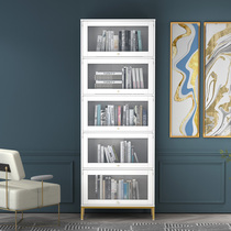 Light and luxurious bookcase minimalist modern bookcase book room with glass door free combination bookshelf set to floor Nordic bookcase