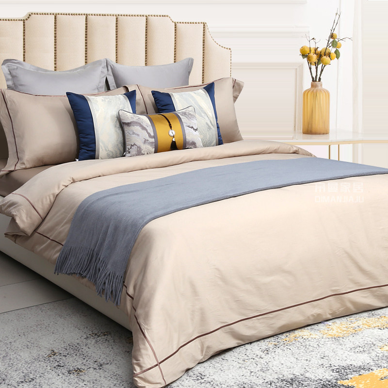 Light blue model room bedding high-end villa hotel ten-piece modern model room bedding light luxury