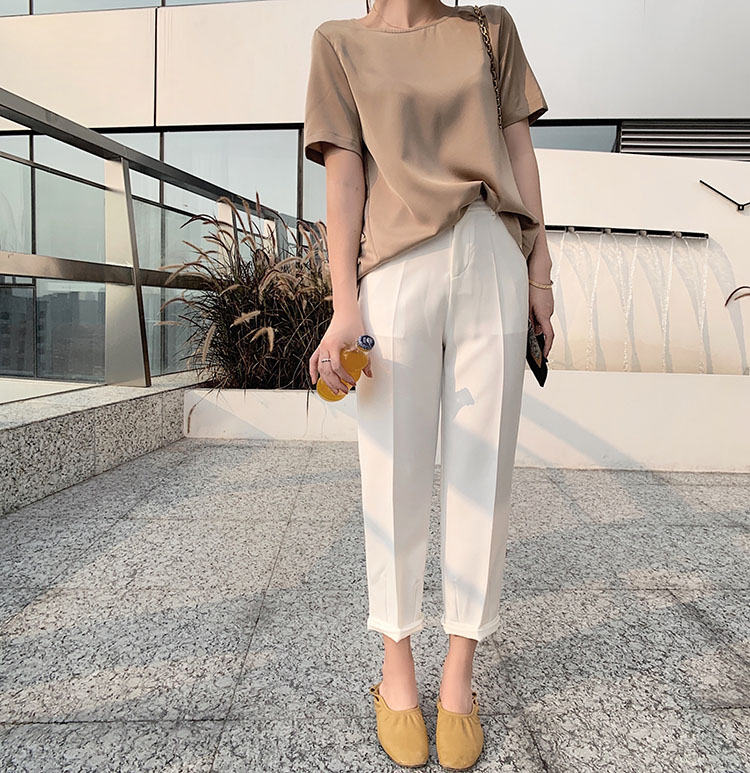 Phóng đại Lady 2019 Summer mới cao eo Heights Straight Pants Nine-Point Loose-fitting Slim Suit quần Mang nữ