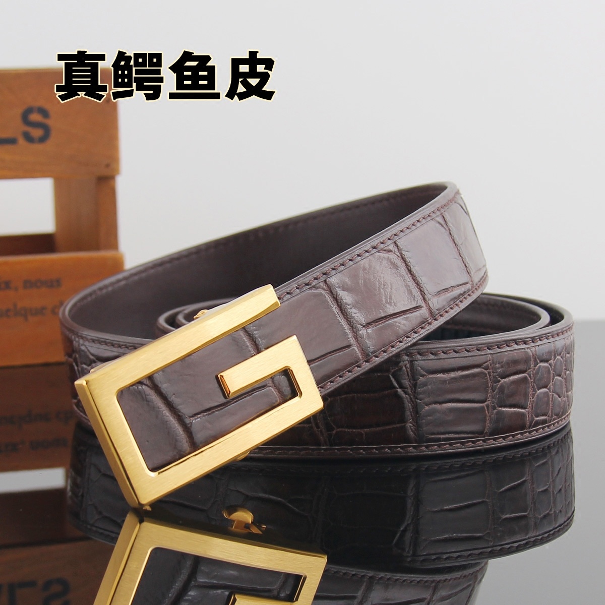 Love Blue Castle Handmade Custom No Splicing Avocado Leather Men Strap Stainless Steel G Automatic Buckle Genuine Leather Belt Business
