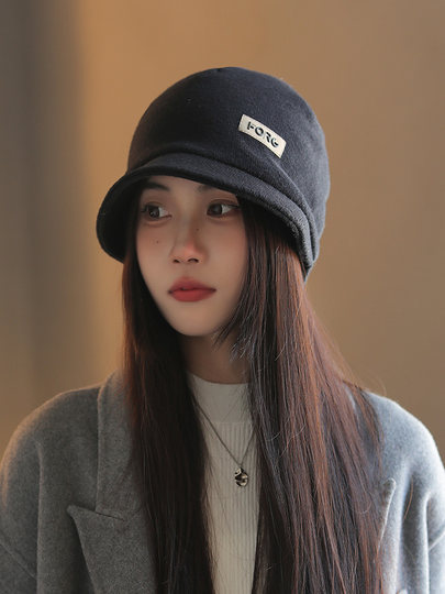 Rich cabinet hat brim pile hat women's autumn and winter versatile face-showing postpartum confinement hat Baotou Japanese duck tongue cold hat