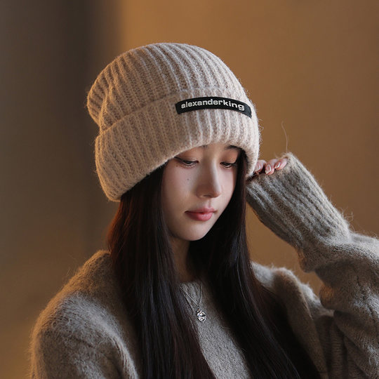 Fugui 2024 New Style Knitted Hat for Women, Autumn and Winter, Thickened, Warm, Versatile, Loose, Ear-Protecting, Trendy Slouchy Beanie