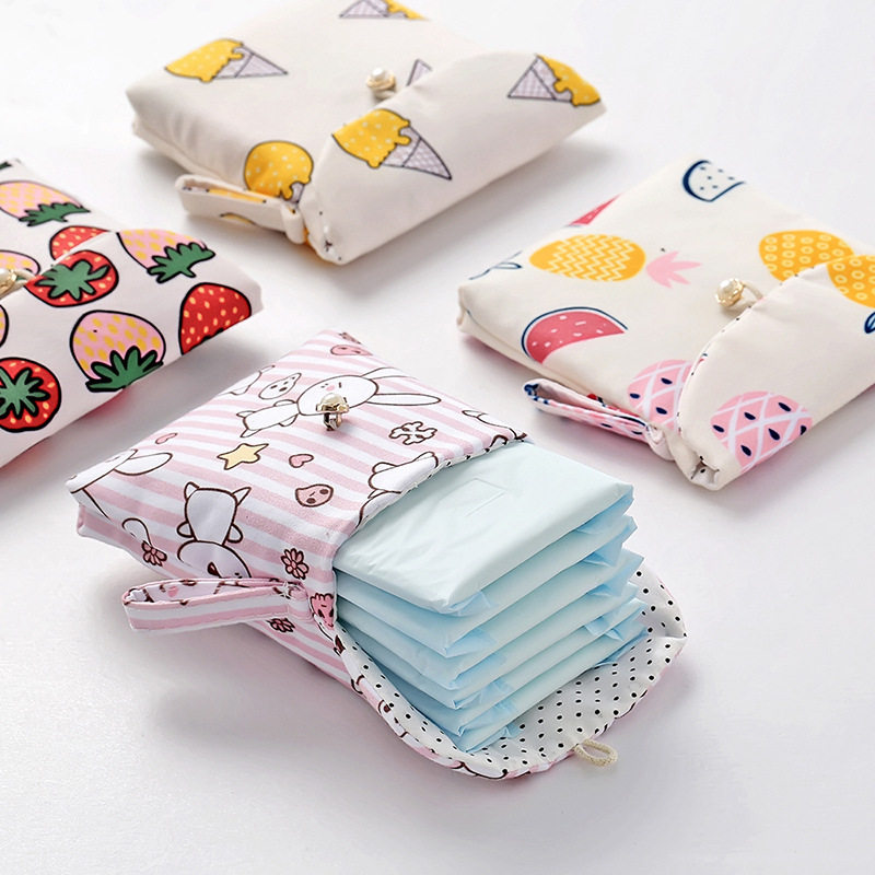 Convenience cute cartoon sanitary cotton bag towel sanitary napkin storage bag aunt towel small bag girl heart moon matter bag