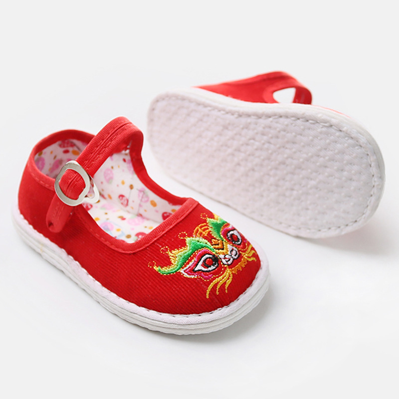 Children's Thousand Layer Cloth Shoes 2025 Autumn Men's and Women's Baby Toddler Shoes 0-3 Years Old Infants Corduroy Embroidered Tiger Shoes