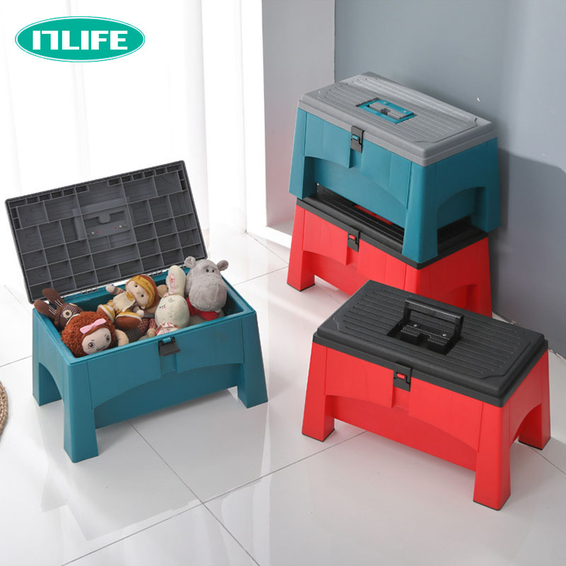 Storage stool storage can sit people thicken and increase shoe-changing stool storage box household foot step on plastic finishing storage stool