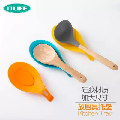 Silicone cutlery mat kitchenware tray soup spoon mat spatula pad spoon mat spoon tray heat insulation mat rice spoon rack kitchen cooking tool holder