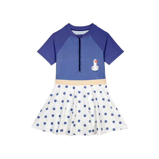 2025 New Style Children's Swimsuit for Girls, One-Piece with Chest Pads, Conservative, Sun-Protective Swimwear for 10-Year-Old Girls, Suitable for Middle School Students