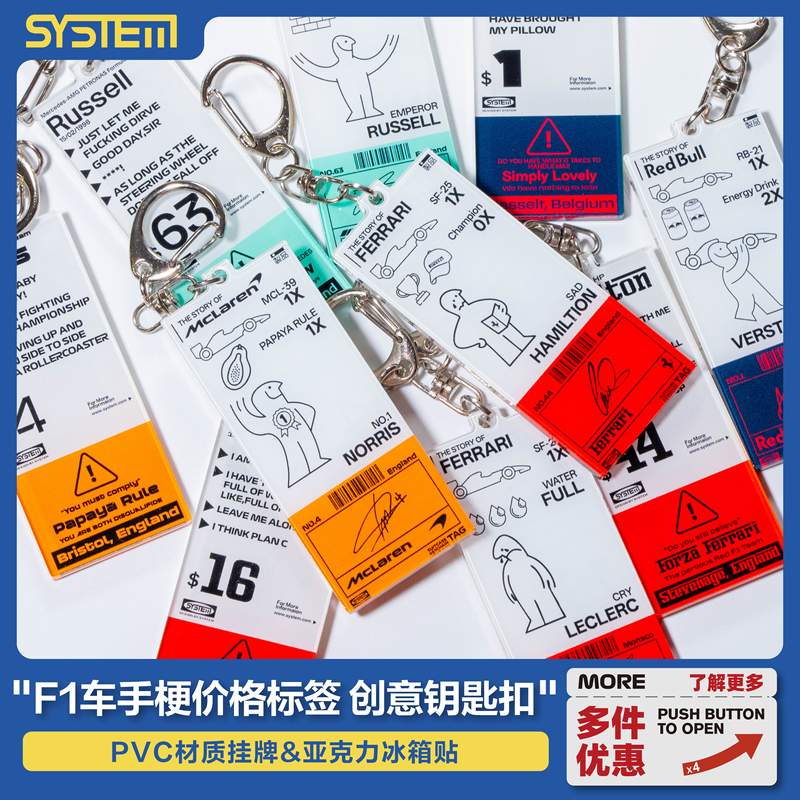 F1 Merchandise Driver Memes Price Tags Creative Keychains Fridge Magnets