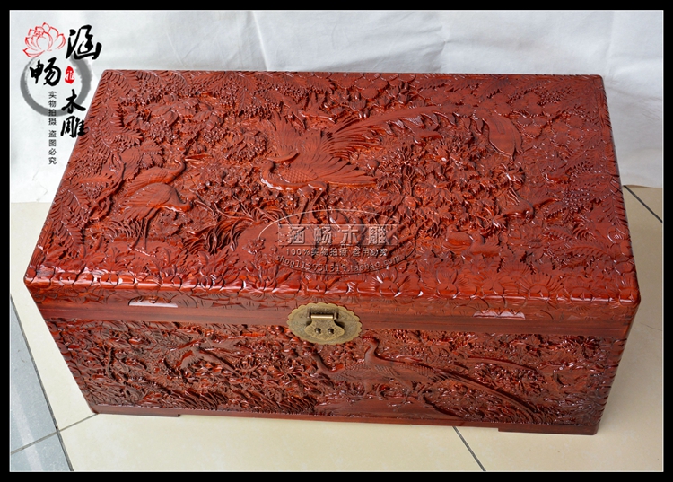 Dongyang khắc chim và cửa hàng phượng hoàng hộp lưu trữ hộp gỗ hộp thư pháp và hộp lưu trữ tranh hộp gỗ rắn - Cái hộp hộp gỗ đựng tiền