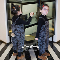 AnnieGirl childrens fashionable and cute fur ball BAO WEN suspenders loose jumpsuit autumn niche pants
