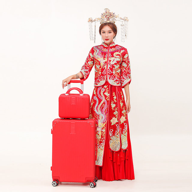 Wedding suitcase, bride's dowry box, red trolley box, female dowry box, wedding press box, travel suitcase, pair