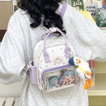 Cute two-dimensional small school bag japanese girl versatile small fresh mini backpack transparent bar pain bag baby bag
