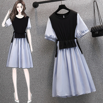 Leading mommy summer breastfeeding fashion out thin long color color long dress loose